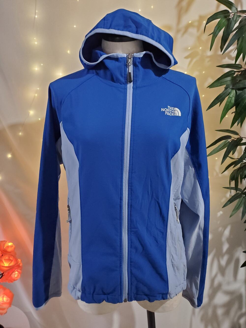 The North Face Blue Colorblock Hooded Full Zip Jacket Womens Size M Outerwear